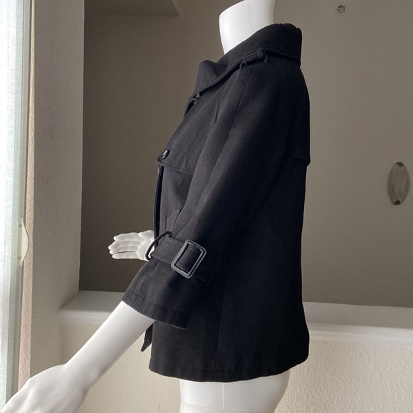 EUC LOFT Black Pea Coat Cropped Size XS - Picture 5 of 11